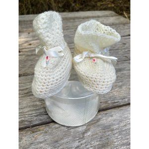 Vintage Wool Knitted Baby Infant Bootie Shoes NOS original box